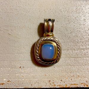 David Yurman 14K Gold Sterling Blue Stone Pendant